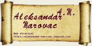 Aleksandar Marovac vizit kartica